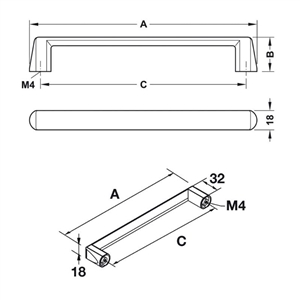 Tay nắm tủ chữ D Hafele 106.69.207 (mạ crom bóng)